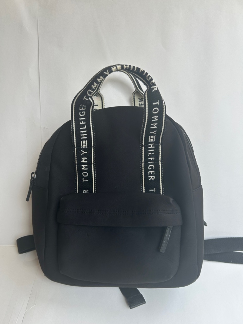 Tommy Hilfiger Black Mini Backpack with Branded Webbing Handles